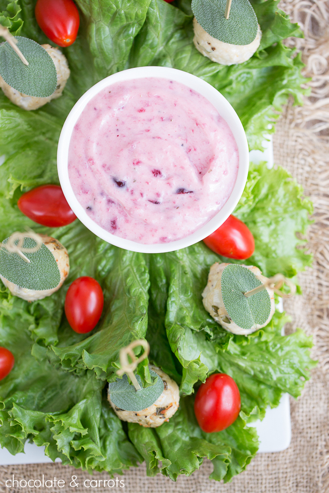 Herbed Turkey Meatballs with Cranberry Mayonnaise