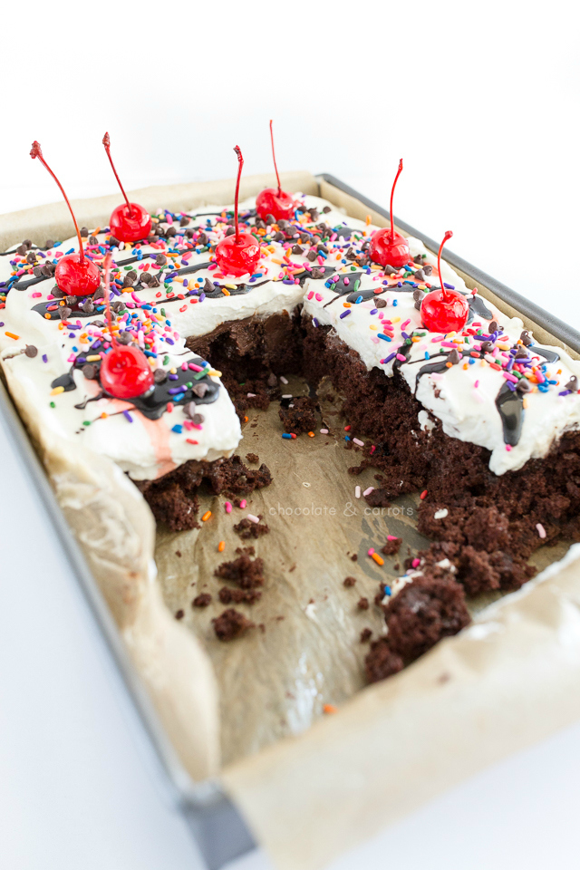 Chocolate Sundae Poke Cake