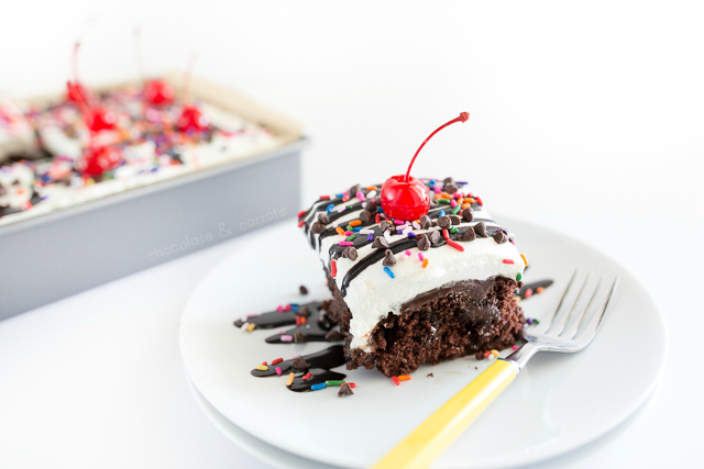 Chocolate Sundae Poke Cake