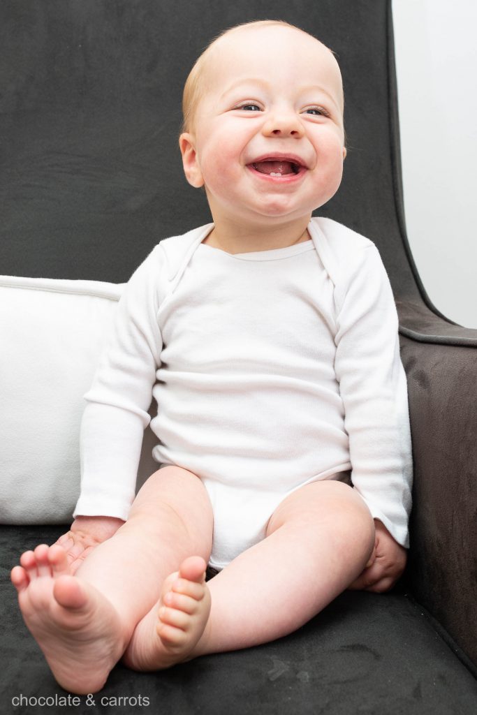 Hugh is 9 months chocolate carrots