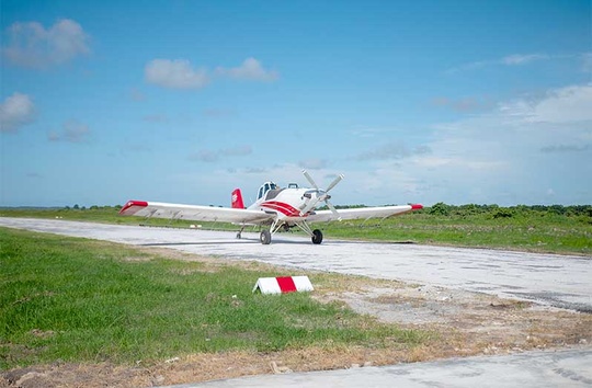 A specialised thrush aircraft was among the first to make its inaugural landing at the new airstrip at Handsome Tree Mahaica (Region 4)