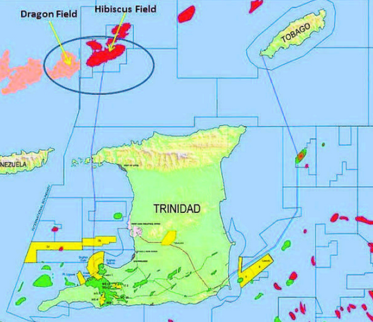 The Dragon natural gas field on the Venezuelan side of its maritime border with Trinidad - Trinidad Guardian 