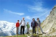 Family on a mountain hike together