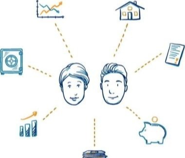 illustration of two people planning their finances