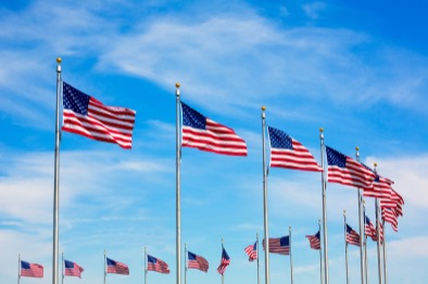 Washington Monument flag circle in Washington DC