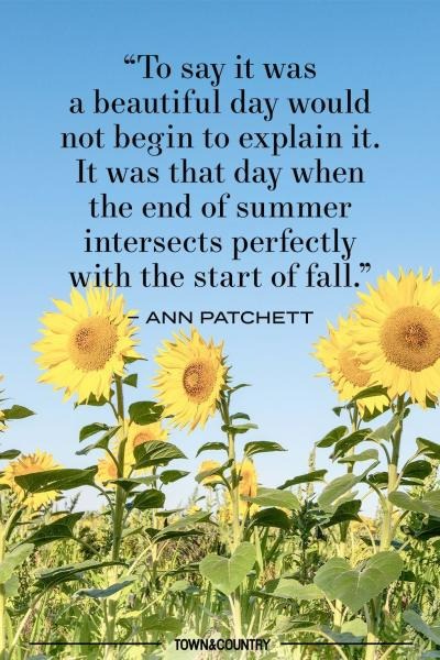 To say it was a beautiful day would not begin to explain it. It was that day when the end of summer intersects perfectly with the start of fall. Ann Patchett