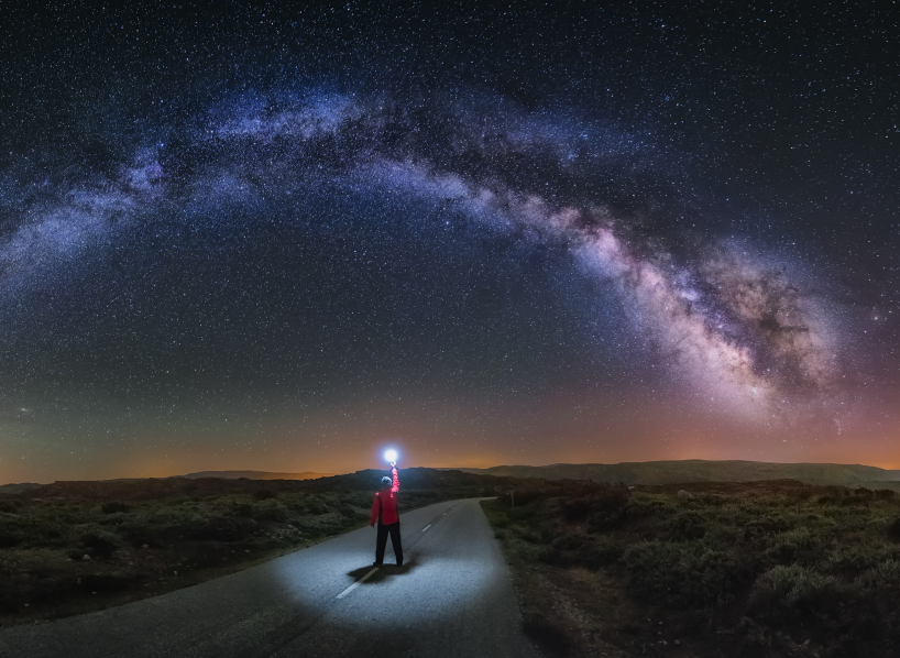 Person gazing at the stars
