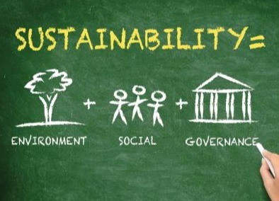 Sustainability diagram on a chalkboard