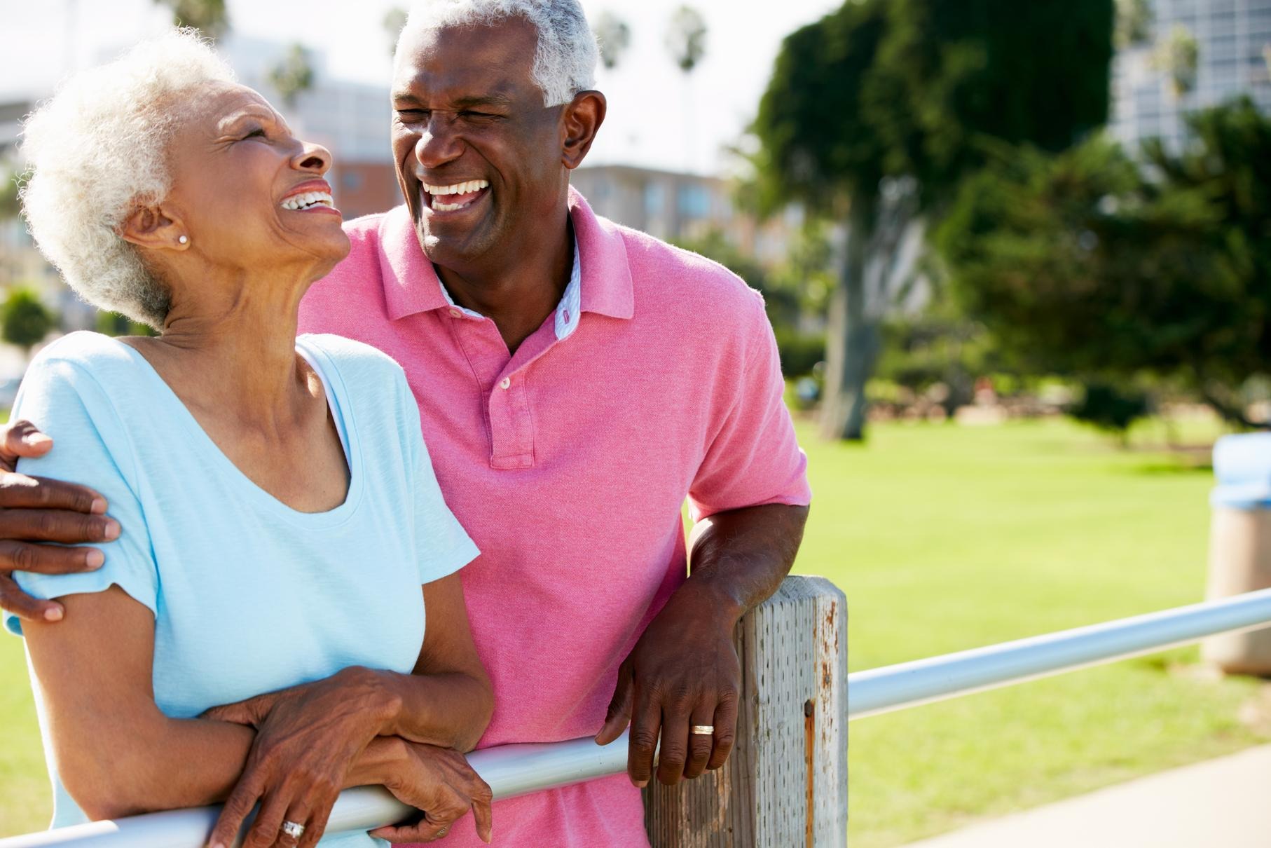 Senior couple in the park together