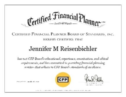 Jennifer M Reisenbichler CPF Certificate