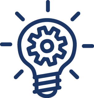 Lightbulb with gears inside icon