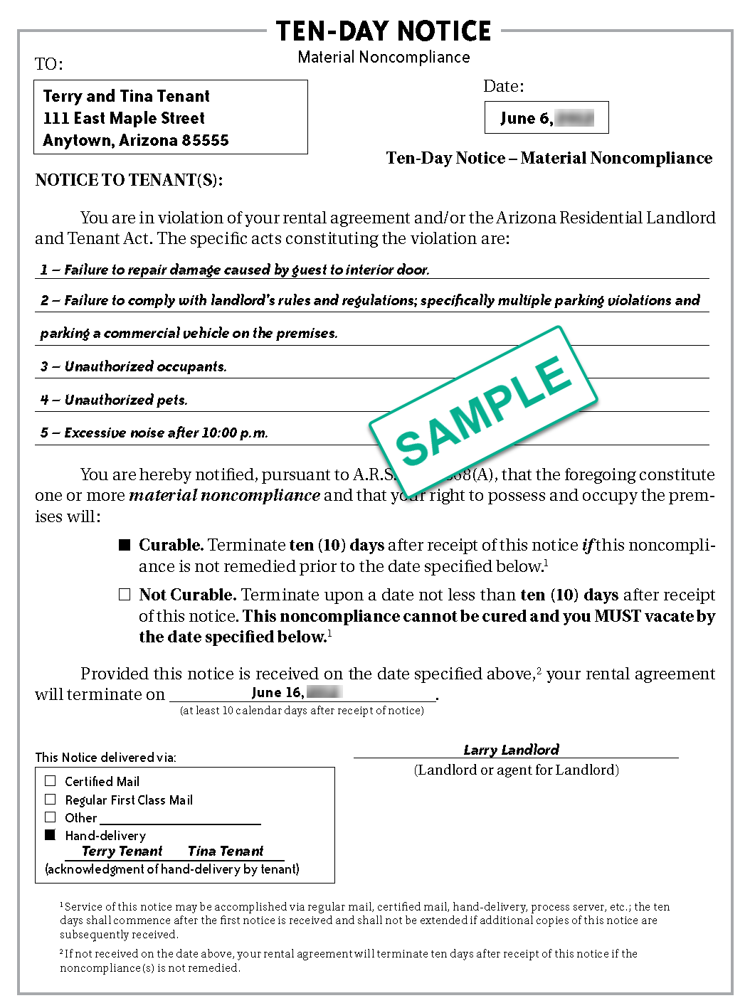 10Day Notice of Material