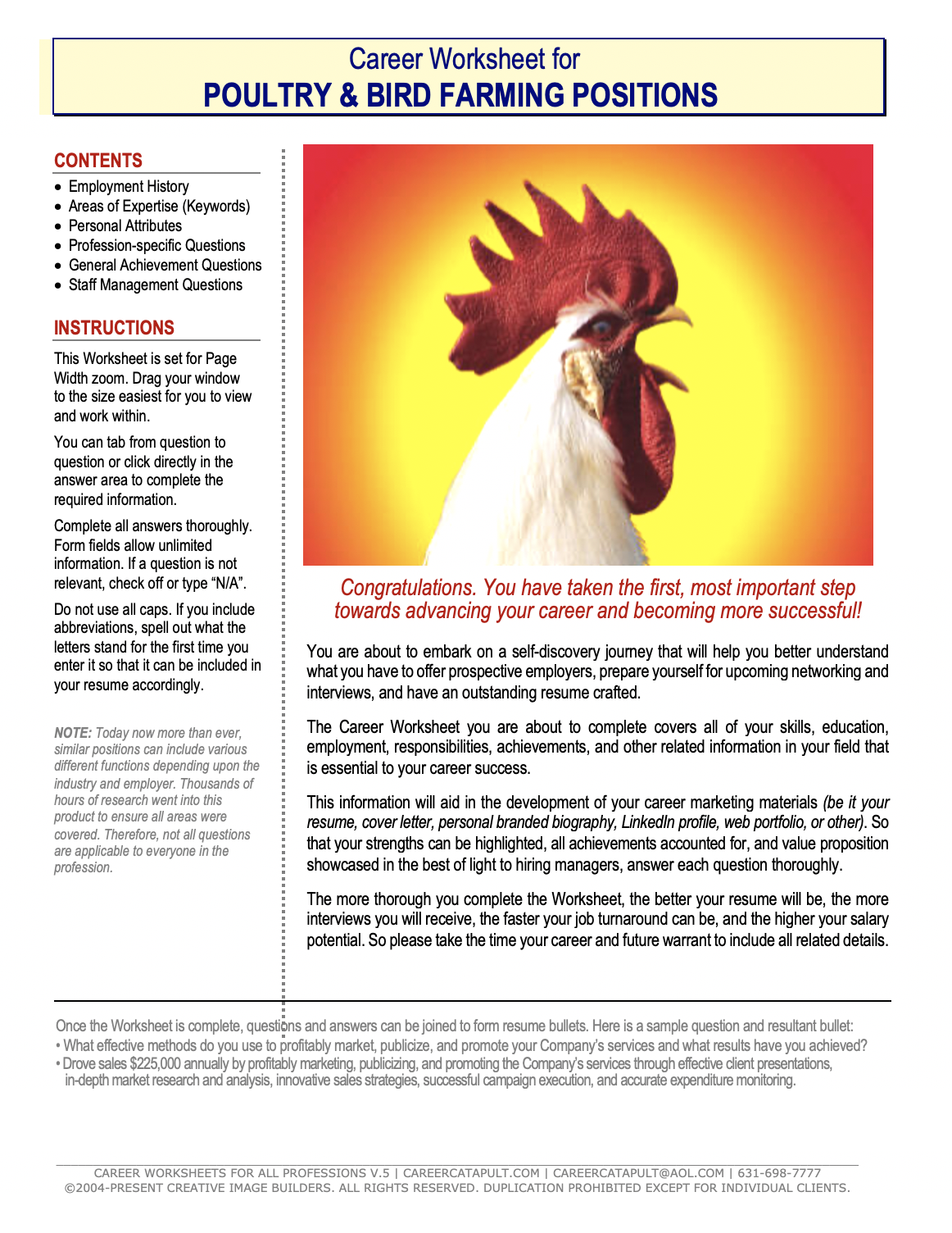 Poultry and Bird Farming Career Worksheet