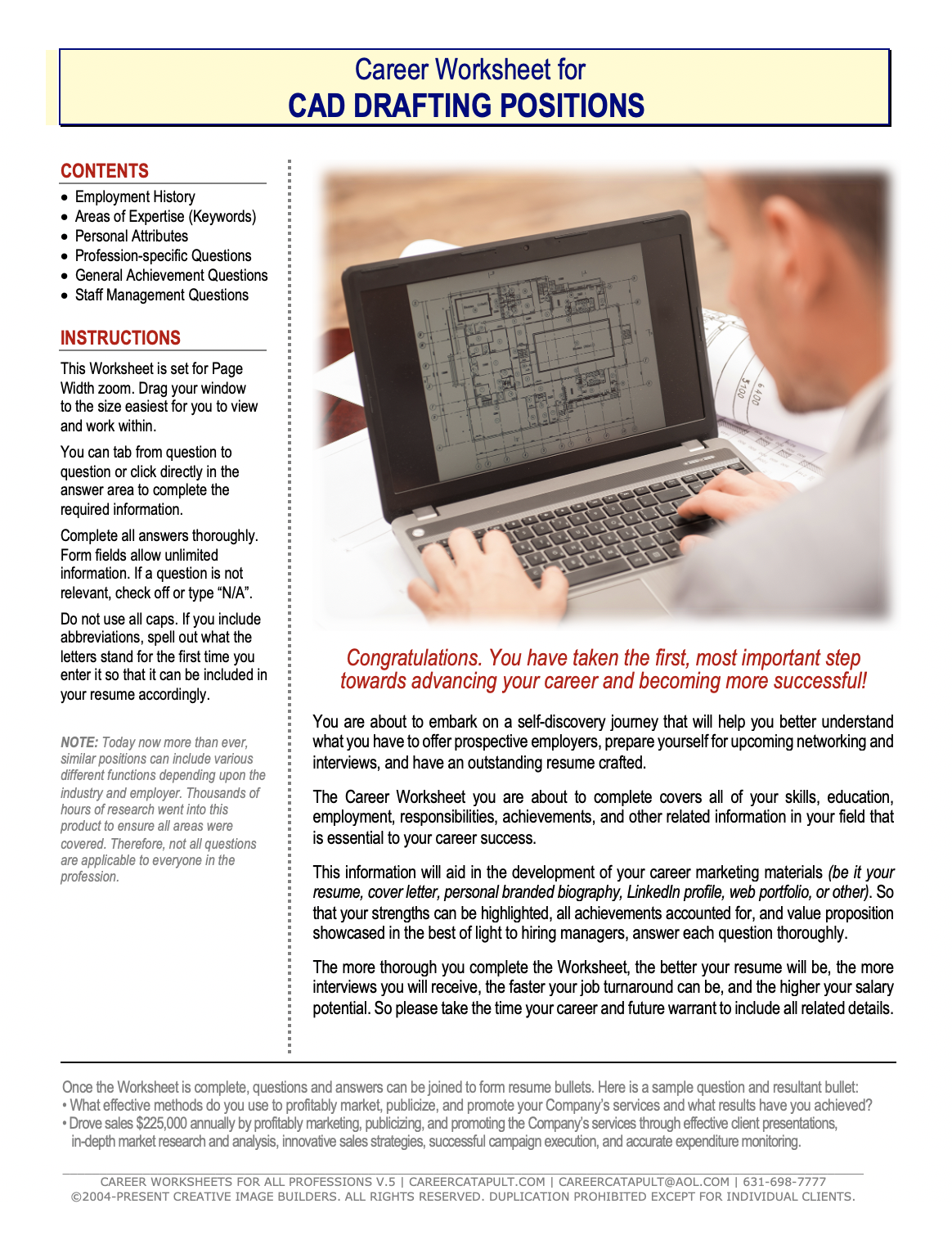 CAD Drafting (Architecture and Construction) Career Worksheet
