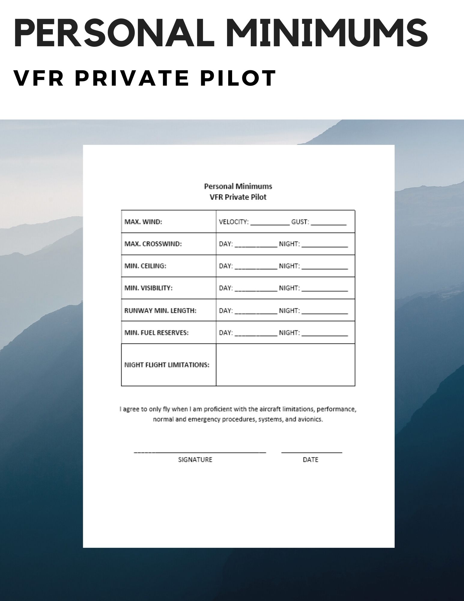 VFR Pilot Personal Minimums