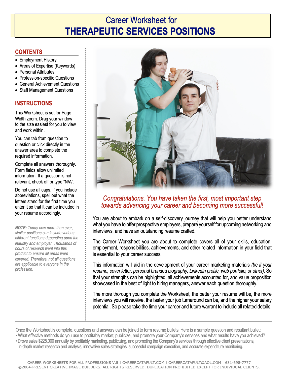 Therapeutic Services Career Worksheet