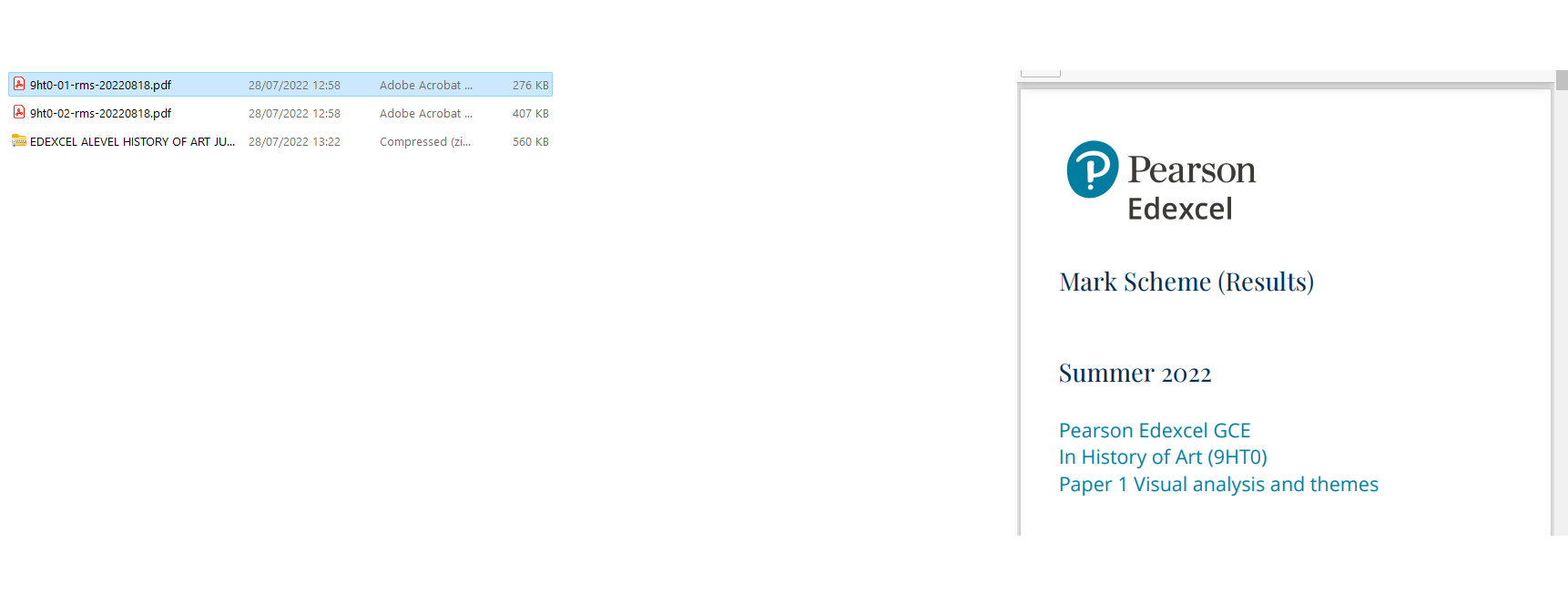 EDEXCEL A LEVEL HISTORY OF ART 2022 MARKSCHEMES