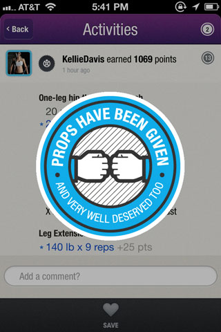 Fitocracy iPhone Get Props!