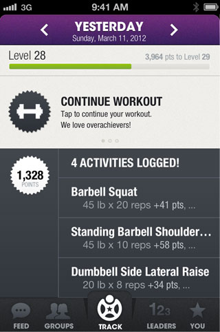 Fitocracy iPhone Exercise Tracker