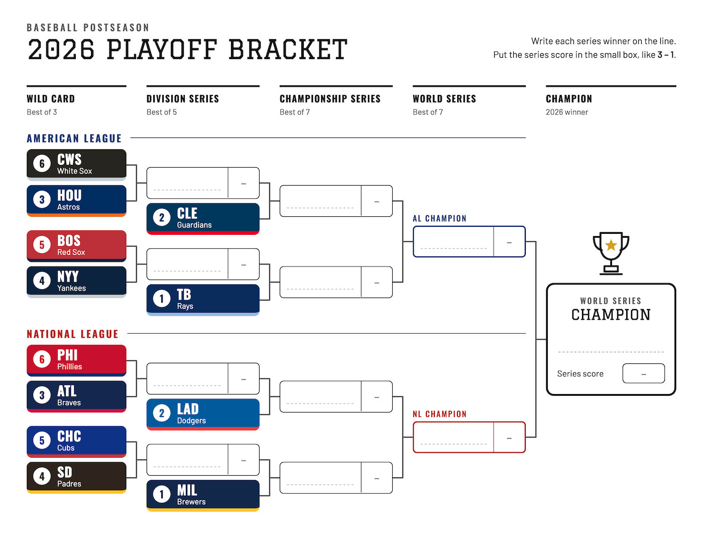 Preview image of a printable MLB 2026 playoff bracket