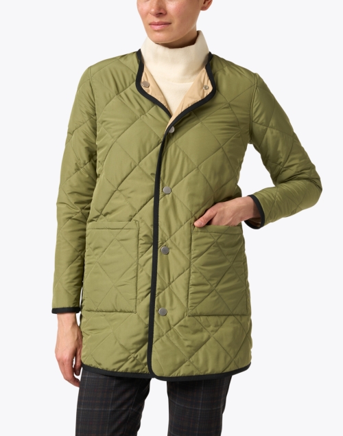 Olive and Tan Reversible Quilted Jacket 