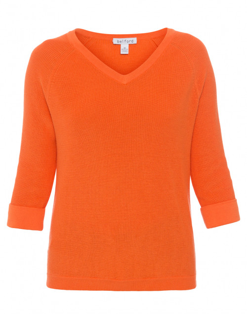 Tangerine Shaker Stitch Sweater Belford Halsbrook