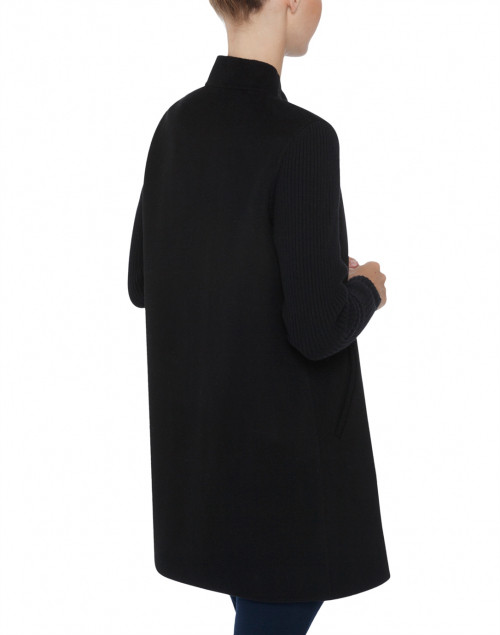 Black WoolCashmere Ribbed Sleeve Coat Kinross Halsbrook