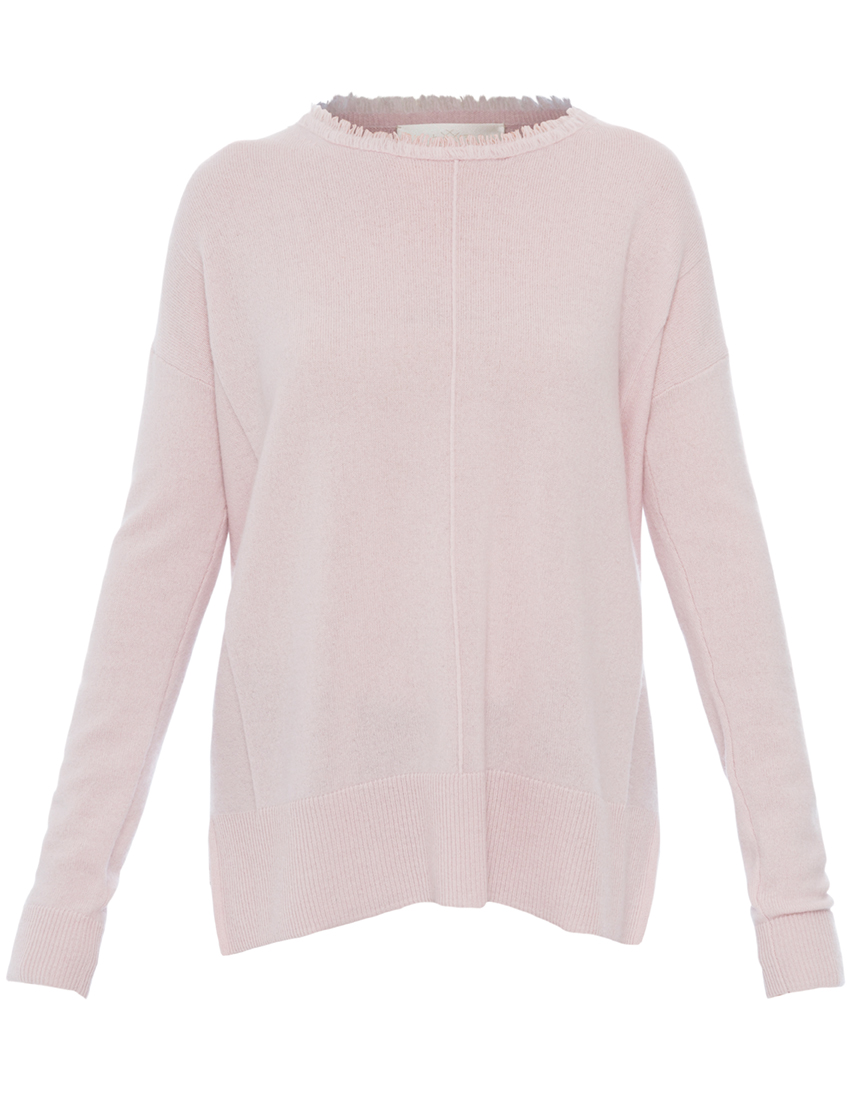 Coco Pale Pink Cashmere Sweater with Fringe Trim | Lisa Todd | Halsbrook