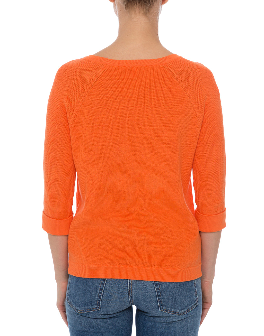 Tangerine Shaker Stitch Sweater Belford Halsbrook