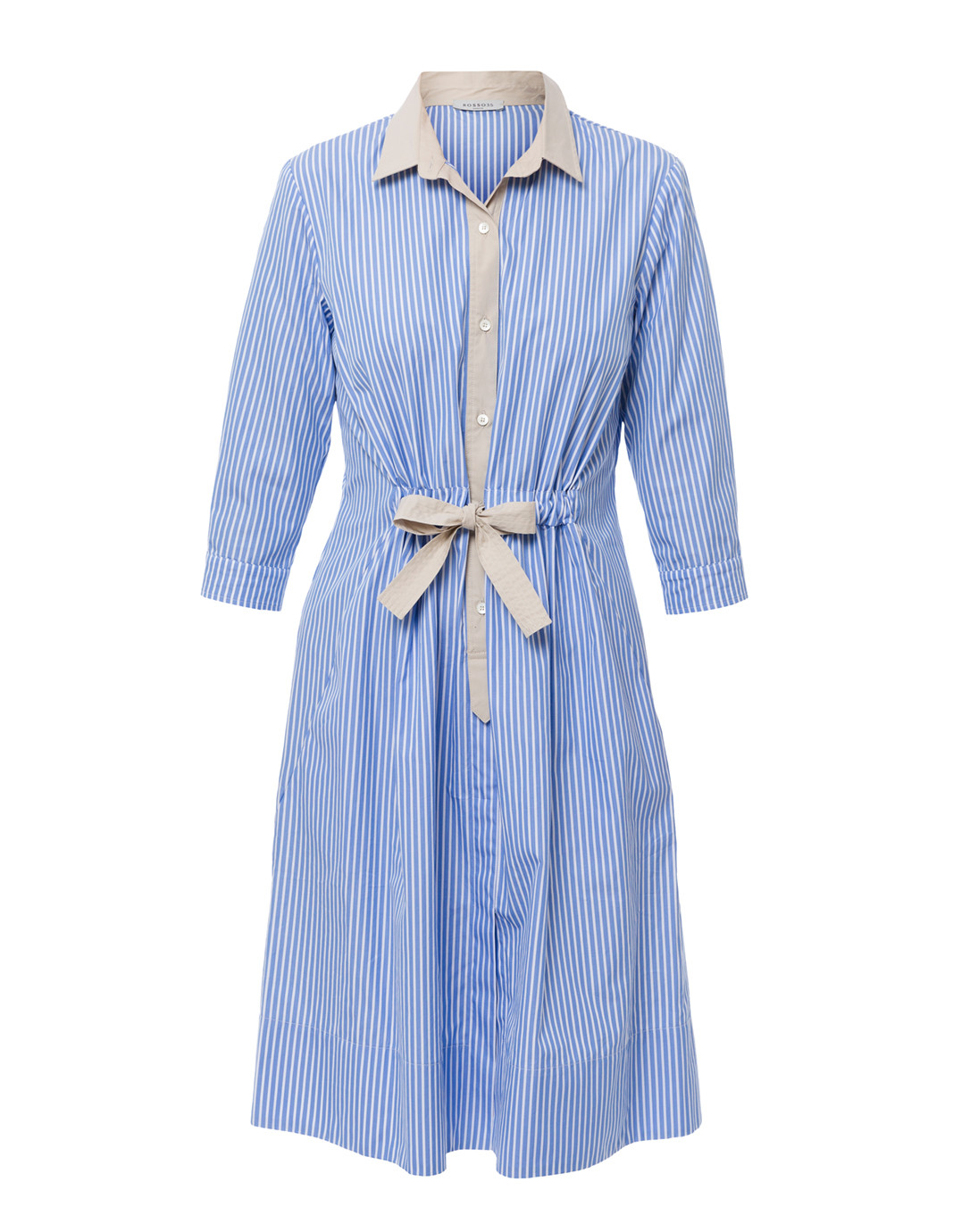 blue and white striped shirt dress
