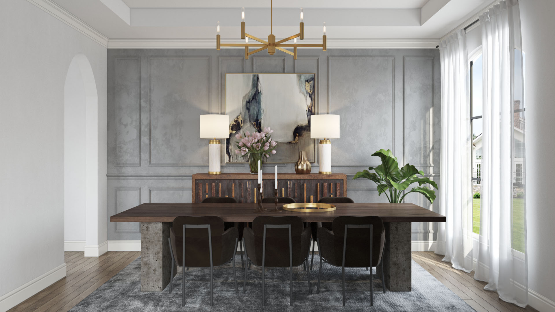 Contemporary Modern Glam Dining Room by Karen Havenly