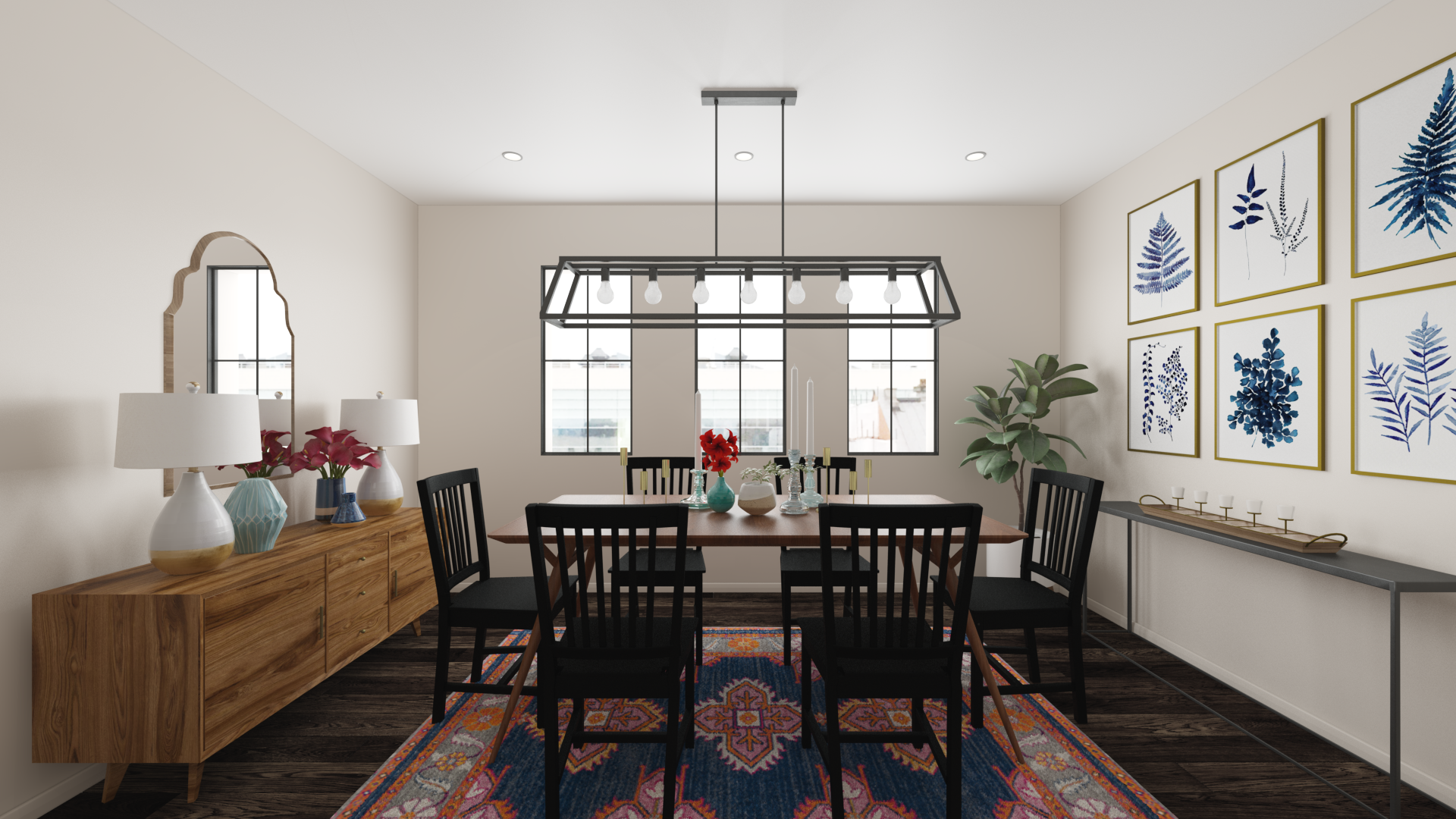 Eclectic bohemian midcentury modern dining room by Lindsay