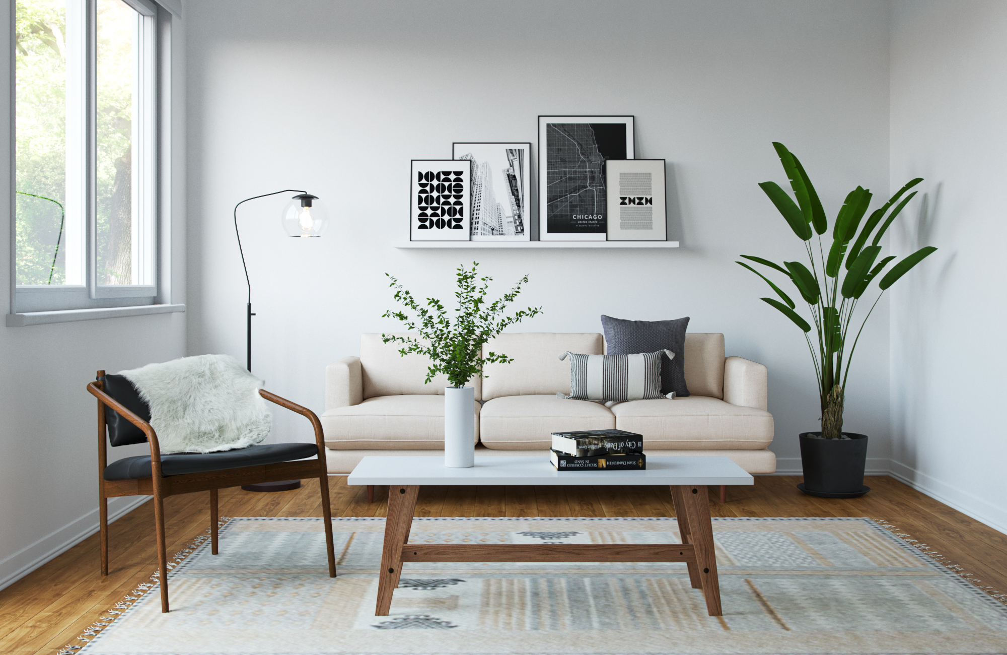 Midcentury Modern and Scandinavian Living Room Design by Leslie | Havenly