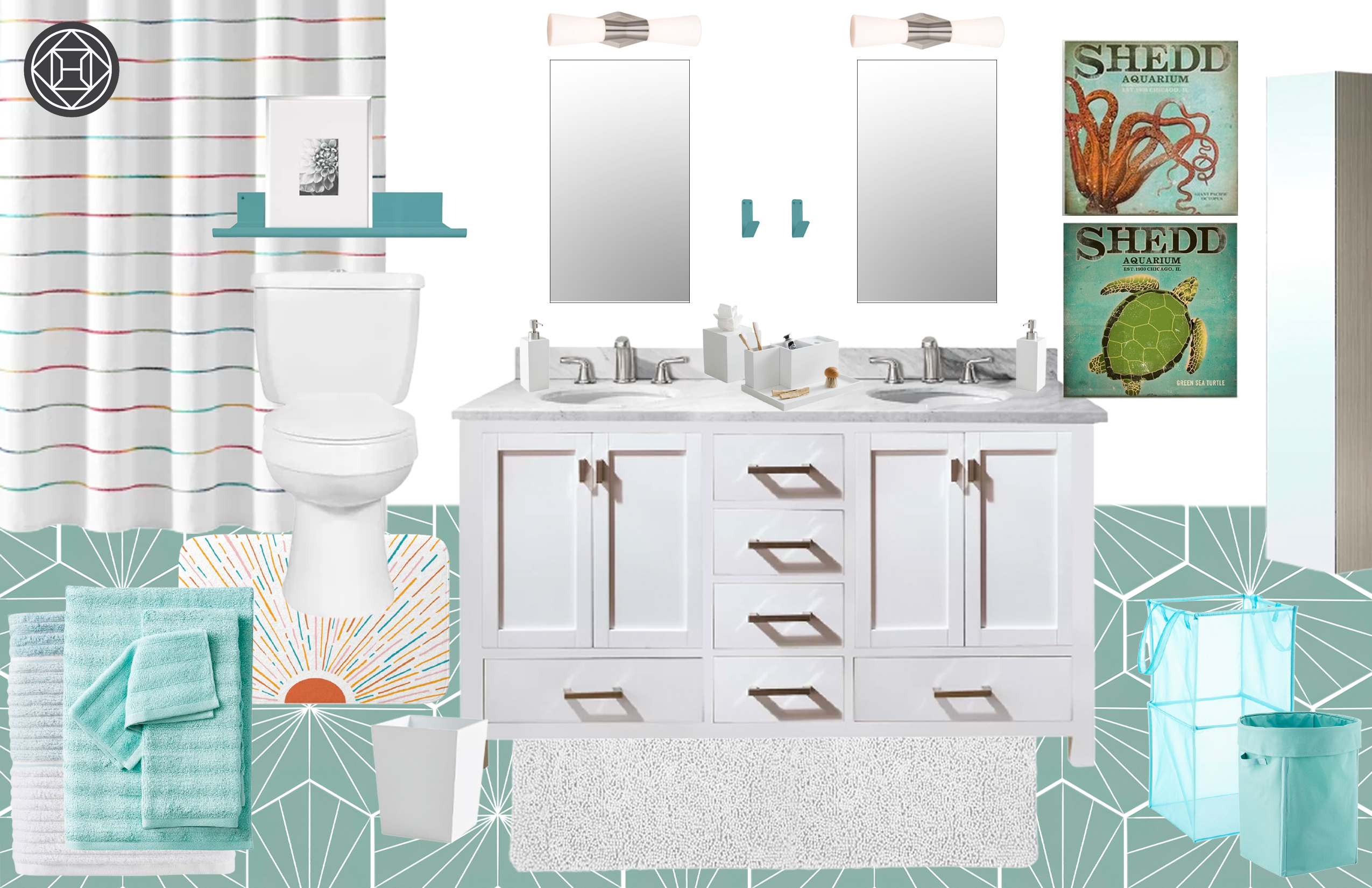 Modern, Preppy Bathroom Design by Havenly Interior Designer Brianne