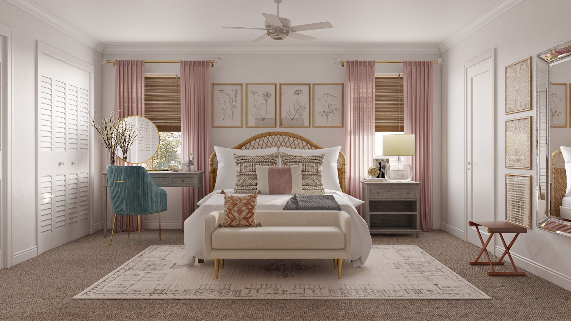 Glam, Rustic, Preppy Bedroom by Sable | Havenly