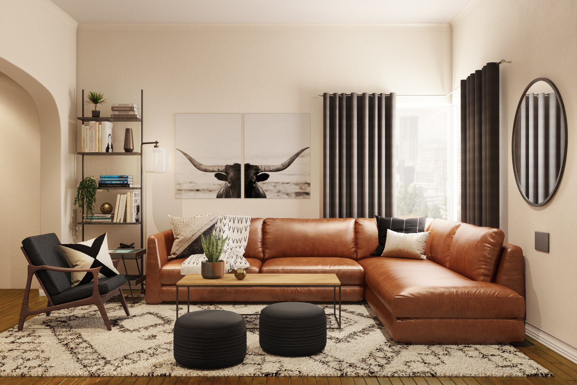 Industrial Mid Century Modern Living Room