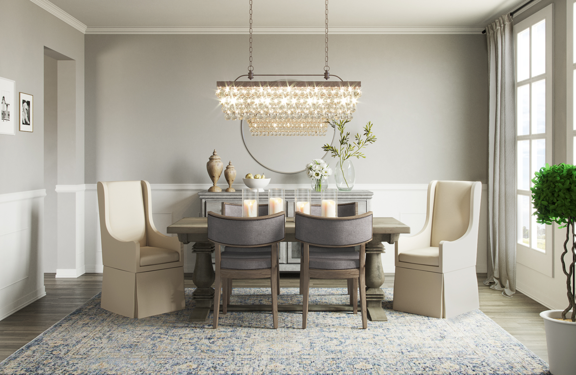 preppy farmhouse dining room