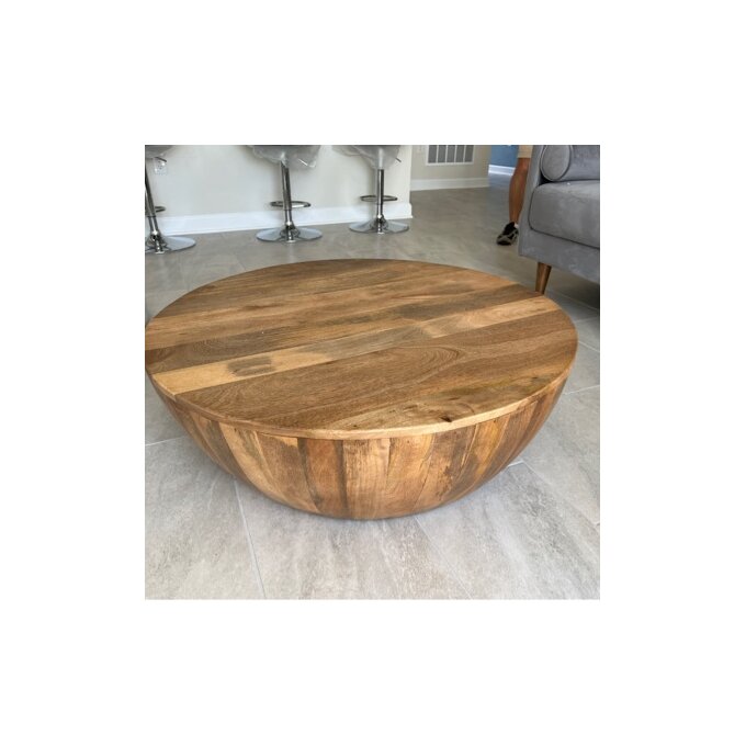 Cassius Solid Wood Drum Coffee Table Wayfair Havenly