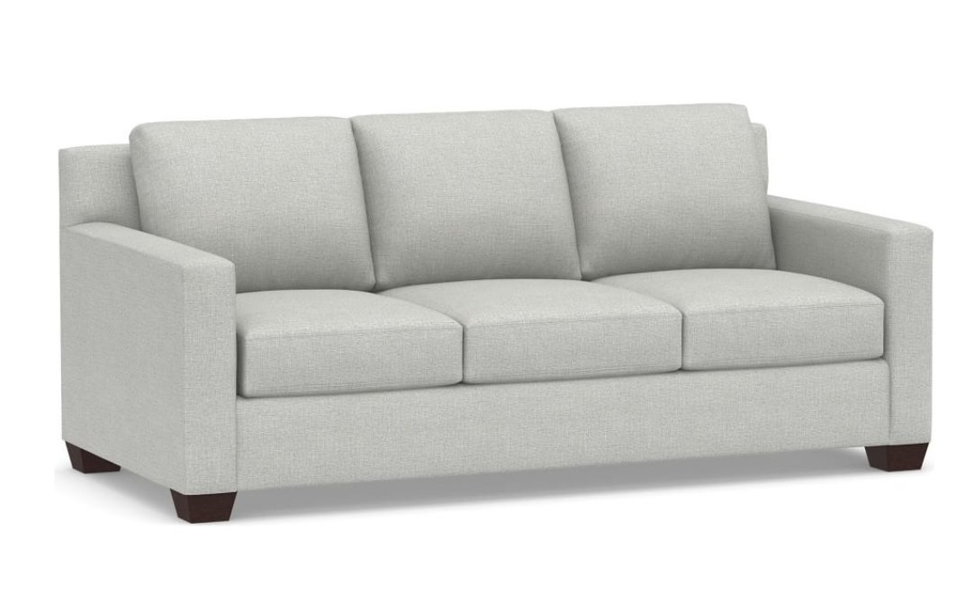 York Square Arm Upholstered Sofa 3Seater, Down Blend Wrapped Cushions