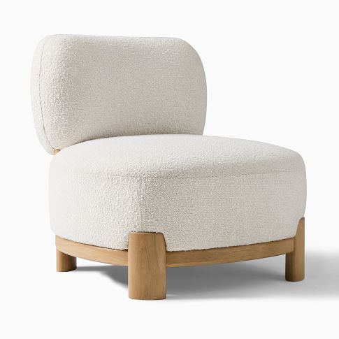Mott Lounge Chair Blonde Chunky Boucle Poly White - West Elm | Havenly