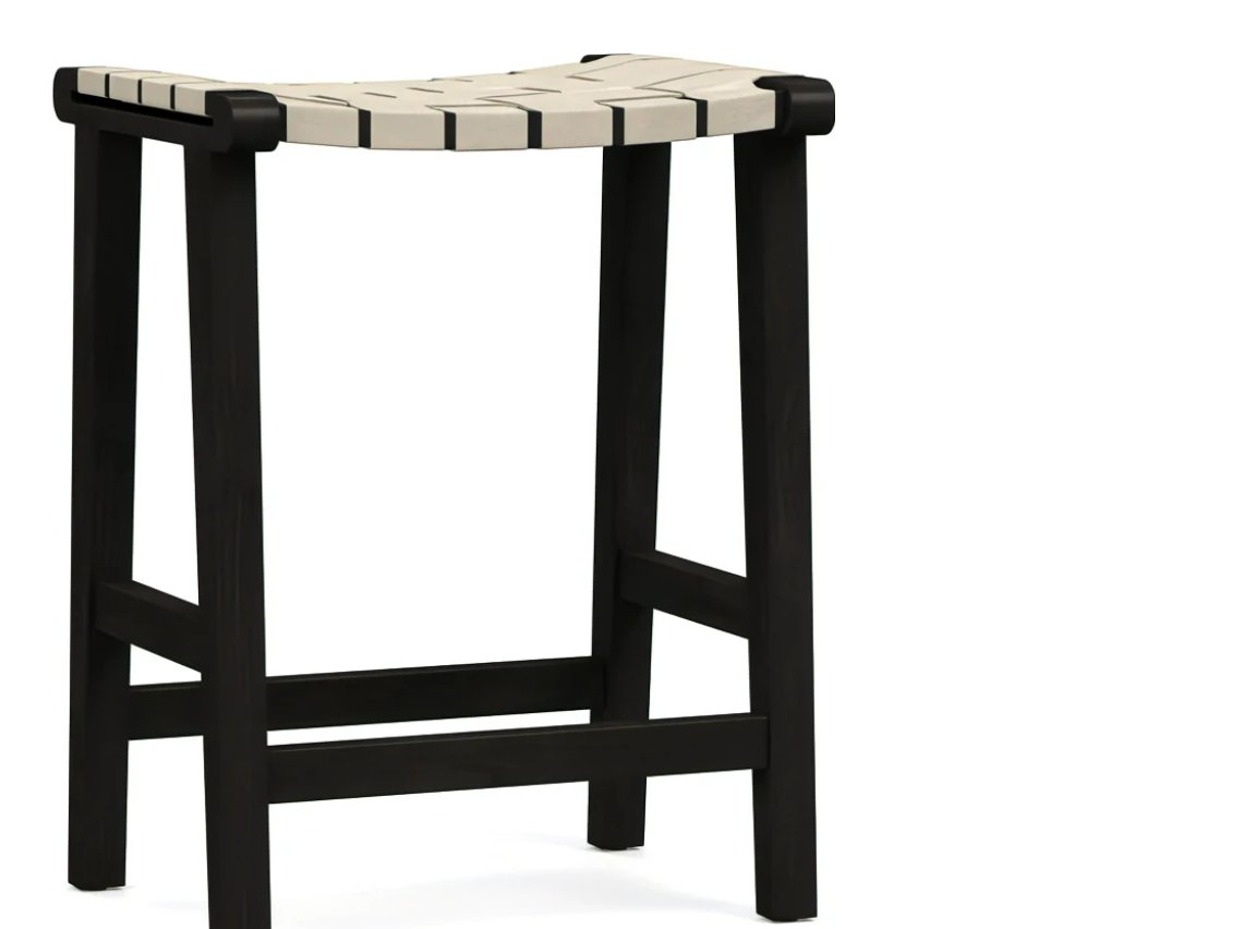 Fenton Leather Backless Counter Height Bar Stool, Black Frame