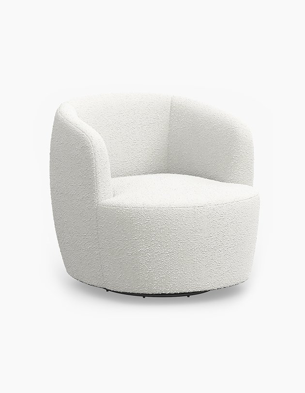 Tub Swivel Chair, Snow Boucle - The Inside | Havenly