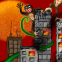 Monkey mayhem in the big city! Much fun yay!! by Pasty