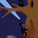 What is he looking for on the tree at night? by vecs