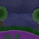 Purple lake scene in a silly crayon sort of way =) by nessahead
