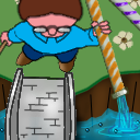 A guy filling a pool from a straw by the bridge (!?) by levik