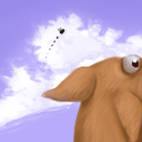 Dog head, fly by gecko
