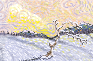 puffy cloud and sleepy tree by raganaga