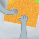 Two people fighting over a strange orange piece of paper by WeirdHat