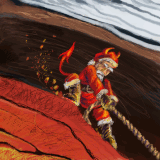 "Satan Claus pulling out the gifts form hell" by maxetormer